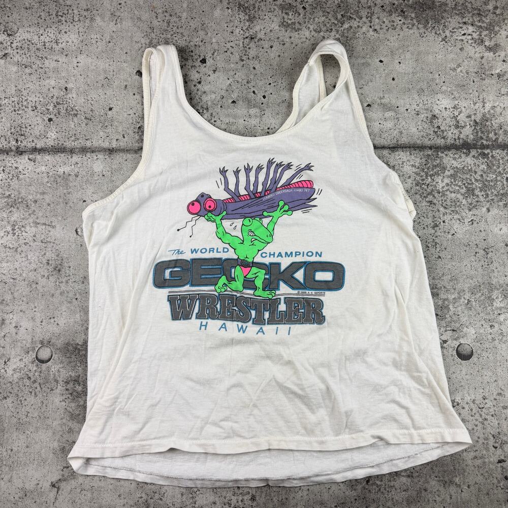 Vintage Gecko Wrestling Shirt Hawaii Size Medium 1988 (19x25)